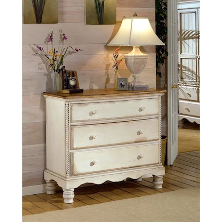 Bedside Chest with Antique White Finish